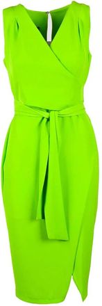Access Fashion Asymmetrical Midi Dress with Wrap-Style Front