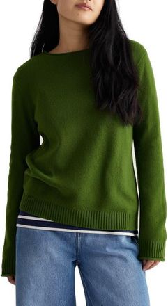 Seasalt Cornwall Rosefinch Crewneck Merino Wool Blend Sweater in Cedar Green at Nordstrom, Size 10