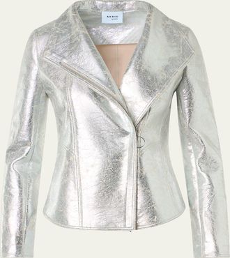 Akris Metallic Leather Moto Jacket