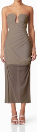 Elliatt Phoebe Strapless Midi Dress In Mushroom
