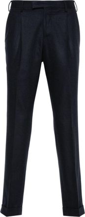 Pantaloni Torino Blue Wool Blend Brushed Effect Pleat Pants