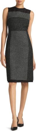 St. John Micropattern Mixed Tweed Sheath Dress in Gray/Ecru/Black Multi at Nordstrom, Size 0