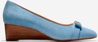 Cole Haan Womens Go-To Malta Bow Wedges - Medium Blue Size 10.5