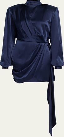 Ronny Kobo Imara Draped Open-Back Charmeuse Mini Dress