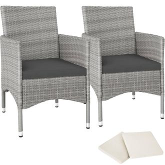 TecTake Garden Chairs Set Of 2 Nantes in Light Grey | Size: 2 Seater