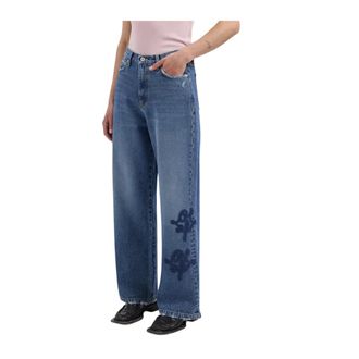 Olaf Hussein Jeans, Dames, Blauw, M, Denim, Monogram Denim Pant