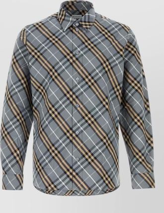 Burberry checked poplin shirt long sleeves button collar