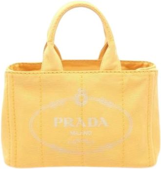 Prada Pre-owned Tote Bags, female, Yellow, Size: ONE SIZE Pre-owned Tote Bag