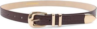 Petit Moments Atlas Faux Leather Belt in Brown Croc/Gold at Nordstrom, Size X-Small