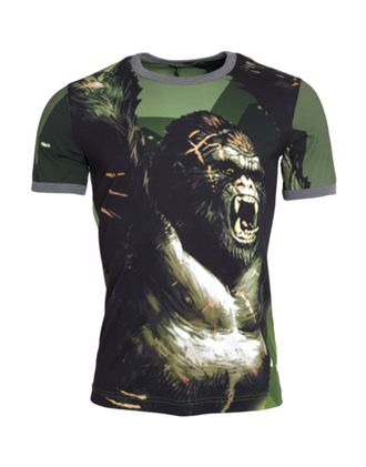 Dolce & Gabbana Mens Gorilla Print Tee Short Sleeve Crew Neck - Black Cotton - Size EU 46 (Mens)