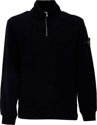 Stone Island Corduroy Collar Half-Zip Polo Sweatshirt