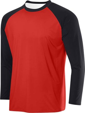 Generic Mens Regular Fit Long Sleeved Shirt Casual Crew Neck Baseball T Shirts Vintage Fashion Jumpers Top Slim Fit Lightweight Workout Gym Top Men Sport Desi