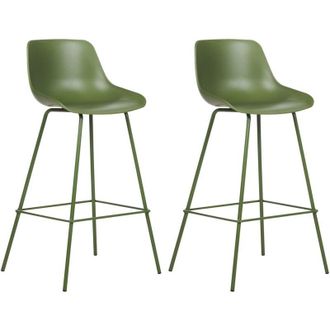 Beliani Set of 2 Bar Chairs EMMET Green
