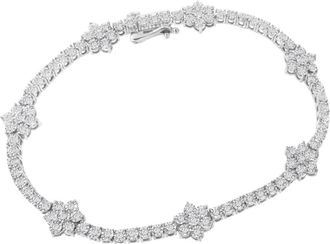 House of Brilliance Silver 1.0 cttw Miracle-Set Diamond Floral Station Tennis Bracelet in White at Nordstrom