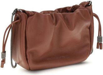 Brunello Cucinelli Womens Brown Calf Leather Bos Taurus Shoulder Bag