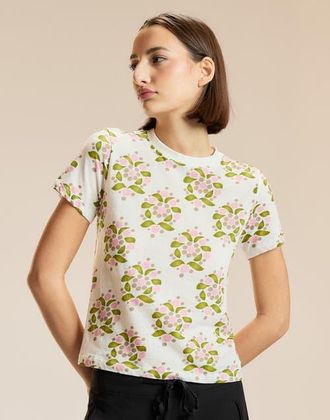 Cynthia Rowley Everyday Tee in White Floral at Nordstrom, Size X-Small