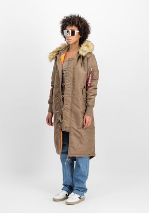 Alpha Industries Winterjacke ALPHA INDUSTRIES Long Fishtail W, Damen, Gr. XS, grau (taupe), Obermaterial: 100% Nylon; Futter: 100% Nylon; F&uuml;llung: 100% Polyester, Jack