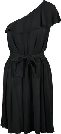 A|X Armani Exchange Black Viscose Ruffled One-Shoulder Dress