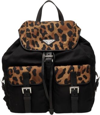 Prada Black Brown Nylon Backpack (Pre-Owned)