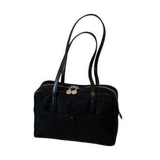 Generic Faux Suede Vintage Tote Handbag Retro Briefcase Casual Shoulder Bag (Black)