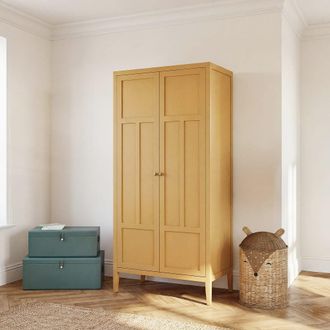 Maisons du monde Armario de 2 puertas de madera de pino ocre, l90 cm
