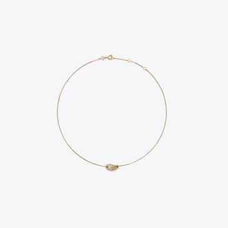 Tory Burch Womens Pierced Pavé Pendant Necklace, One Size