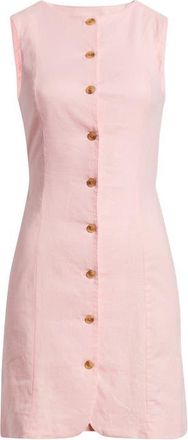Open Edit Button Front Linen Blend Dress in Pink Pinkesque at Nordstrom, Size Xx-Small