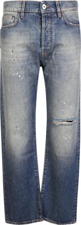 14Bros Blauwe Distressed Loose Fit Jeans - Heren - Regular Fit Jeans - Blauw - W33 - Jeans