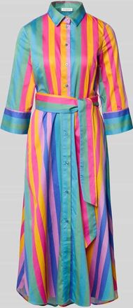 Christian Berg Hemdblusenkleid mit 3/4-Arm und Bindeg&uuml;rtel in Blau, Gr&ouml;&szlig;e 34