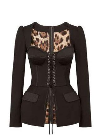 Dolce & Gabbana Cotton and Satin Top with Laces and Eyelets - Black