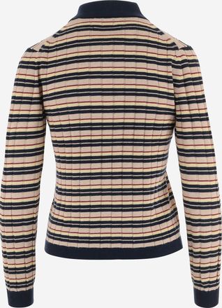 Guest In Residence Womens Sweater, Striped Silk And Linen Multicolour