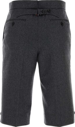 Thom Browne Womens Graphite Wool Bermuda Shorts Darkgrey Exterior