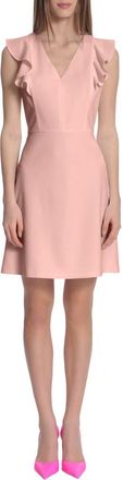 Maggy London V-Neck Ruffle Sleeveless A-Line Dress in Shell Pink at Nordstrom Rack, Size 16