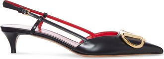 Valentino Garavani LEATHER SLINGBACK PUMPS WITH V LOGO DETAIL - Valentino Garavani - Woman