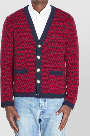 Valentino Garavani v-neck cardigan with relaxed fit and ribbing