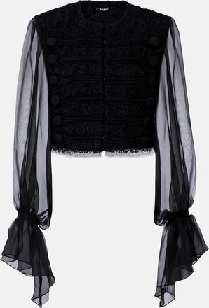 Balmain Silk-trimmed boucl&eacute; jacket