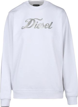Diesel White Metallic Cotton Sweatshirt