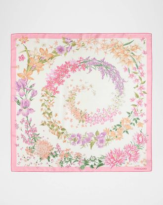 Ferragamo Spring-Print Silk Scarf