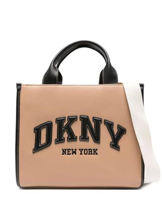 DKNY medium Hadlee logo-embroidered tote bag - women - Polyurethane - One Size - Neutrals