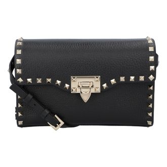 Valentino Garavani Womens Rockstud Crossbody Bag - Black Calfskin - One Size