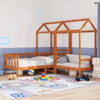 Berkfield Home Day Bed Set 3 pcs Wax Brown Solid Pine Wood