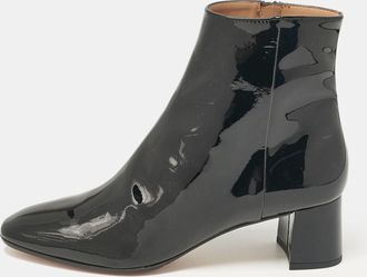 Aquazzura Black Patent Leather Ankle Length Boots