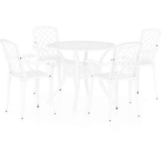 vidaXL Mesa Y Sillas De Bistr&oacute; 5 Piezas Aluminio Fundido Blanco