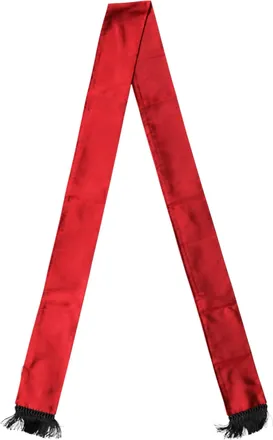 Dolce & Gabbana Mens Red Silk Fringes Neck Wrap Foulard Scarf