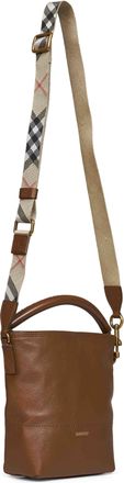 Burberry Womens Bucket Bag Hazel Mini B Clip Brown Calf Grain Leather Handbags Hand