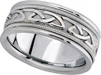 Allurez Hand Made Celtic Wedding Band in 14k White Gold (8mm)