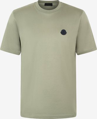Moncler Materialmix-Kurzarm-T-Shirt mit Rücken-Logo-Print