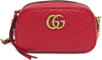 Gucci Pre-owned Leather gucci-bags - Dames - Vintage Schoudertas - Rood - ONE Size - Leer - Vintage