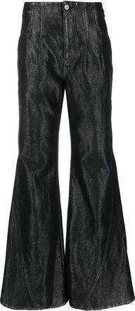 Alberta Ferretti Lurex wide-leg jeans - women - Cotton/Metallic Fibre/Cotton/Viscose - 46 - Black