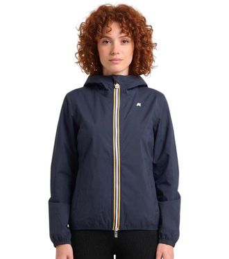 K-Way Blue Solid Hood Jackets